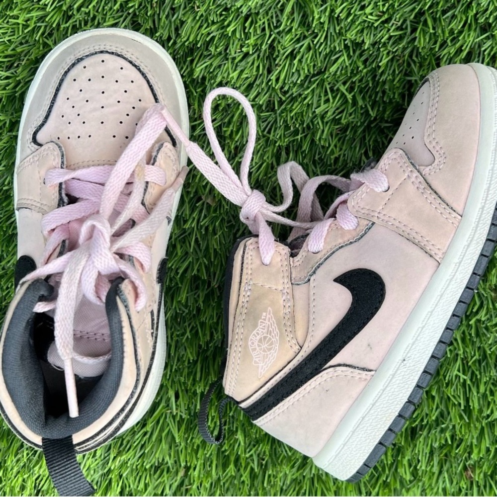 Jordan Kids Pink and Black High-Top Sneakers